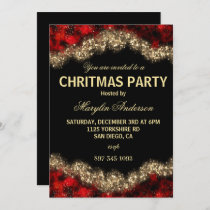 RED & GOLD CHRISTMAS SHIMMER CUSTOM INVITATION