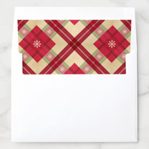 Red Gold Christmas Snowflake Tartan Plaid Envelope Liner