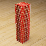 Red gold Christmas snowflake ugly sweater print Wine Box<br><div class="desc">A fun repeating seamless pattern comprising of gold snowflakes and horizontal lines reminds one of the print in an ugly sweater. This elegant design is ideal for the Christmas holiday period or any winter theme event.</div>