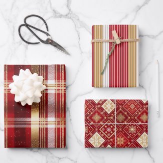 Red Gold Christmas Tartan Pattern#7 ID1009