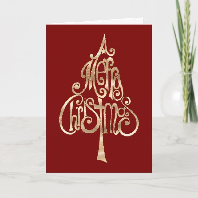 Red Gold Christmas Tree Card (Front)