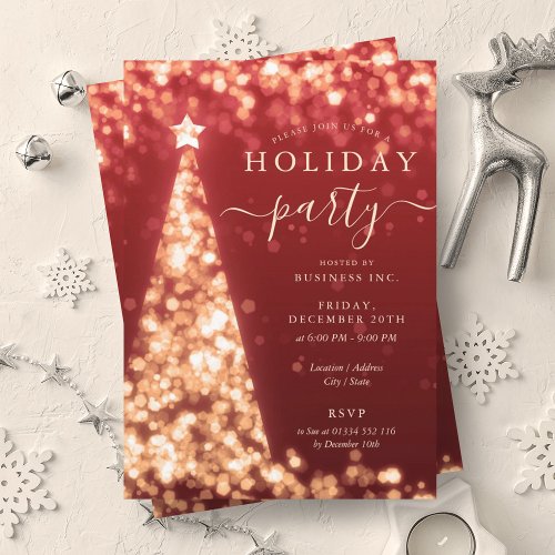 Red Gold Christmas Tree Company Holiday Party  Invitation