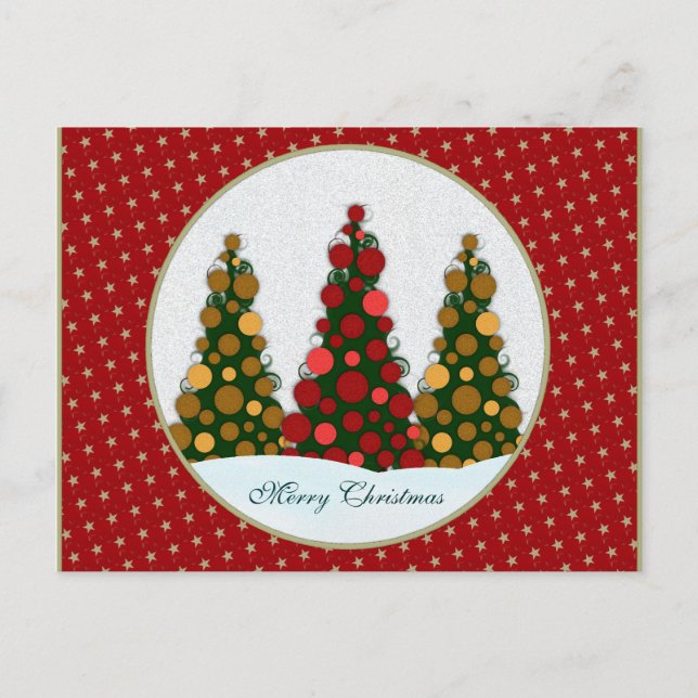 Red & Gold  Christmas Tree Postcard (Front)
