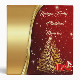 Red Gold Christmas Tree,Presents 3 Ring Binder