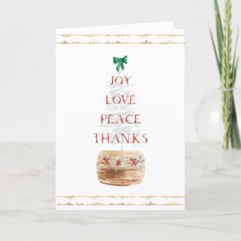 Red Gold Christmas Tree Typography Folded Holiday Card by PeachBloome at Zazzle