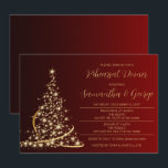 Red Gold Christmas Tree Winter Rehearsal Dinner  Invitation<br><div class="desc">Red Gold Christmas Tree Winter Holidays Rehearsal Dinner Invitation</div>