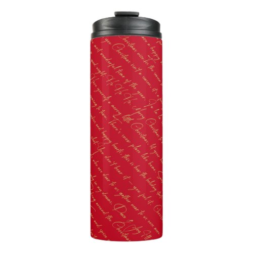 Red Gold Christmas Typography Pattern36 ID1009 Thermal Tumbler