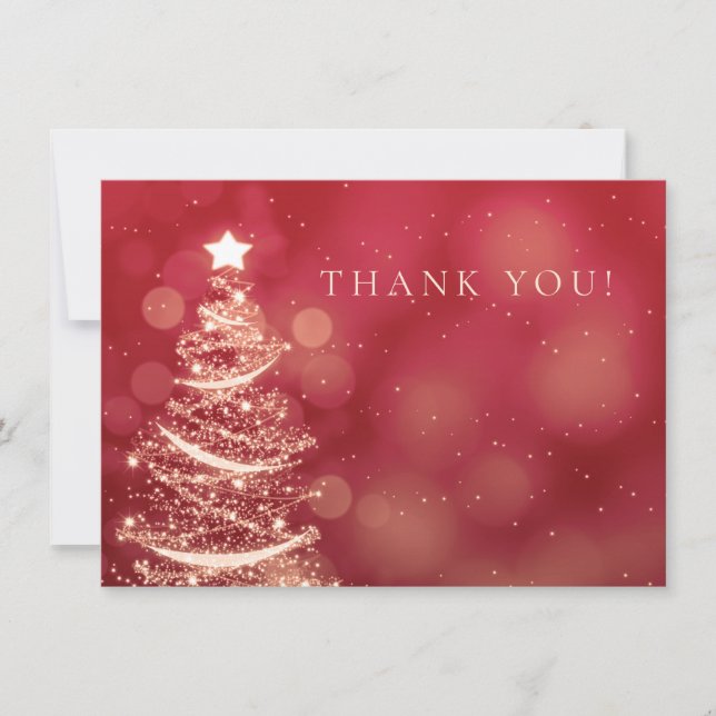 Red & Gold Christmas Wedding Thank You Note Card (Front)
