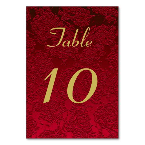 Red Gold Christmas Winter Wedding Table Number