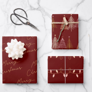 Red & Gold Christmas Wrapping Paper Sheets