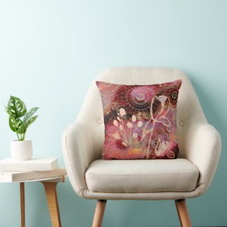 Red-gold circles with flowers