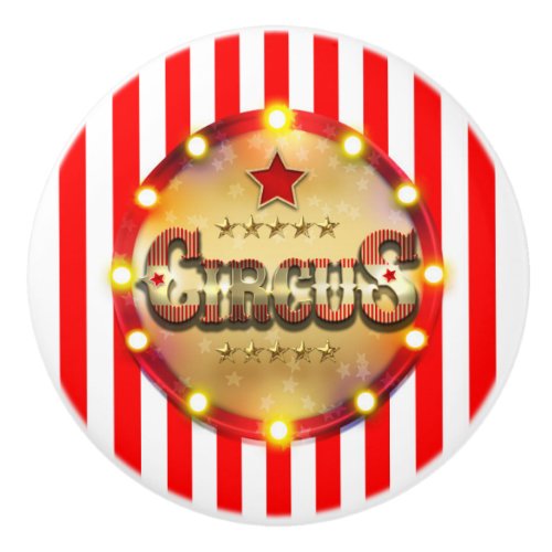 Red Gold Circus Striped Stripes Cool Unique Custom Ceramic Knob