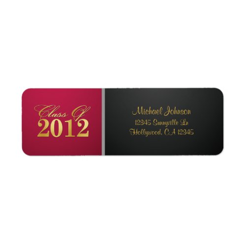 Red  Gold Class of 2012 Return Address Label