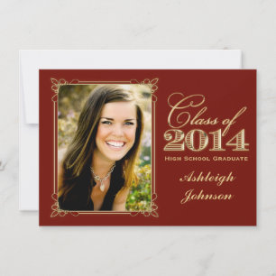 Red, Gold Class of 2014 Photo Graduation Invite