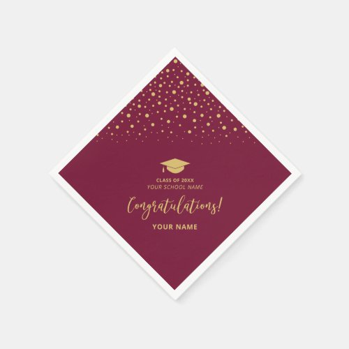 Red Gold Class of 2023 School Graduation Party Napkins