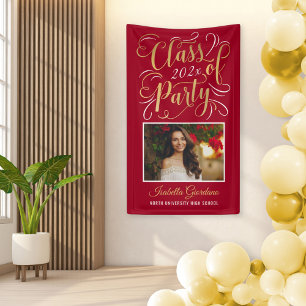 Red Gold Class of 2026 Party Photo Graduate Banner
