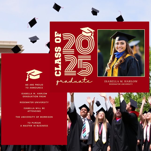 Red Gold College Graduation Photo Announcement (Creator Uploaded)