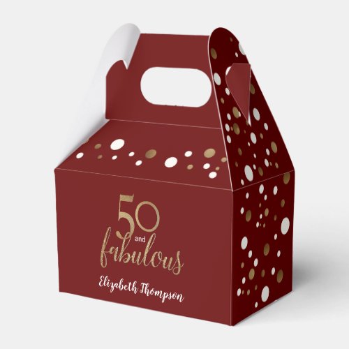 Red Gold Confetti 50  fabulous Birthday box 