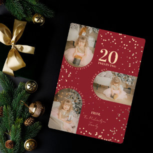 Red Gold Confetti Arch Family Photos Christmas Hol Holiday Card