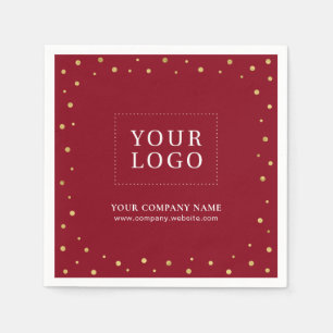 Red & Gold Confetti Business Promotional Logo Napkins