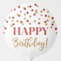 Gold Confetti Happy Birthday Balloon