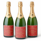 Red Gold Confetti Season's Greetings Wine Label