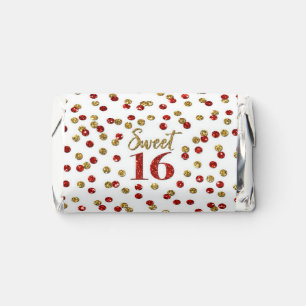 Red Gold Confetti Sweet 16 Birthday Hershey's Miniatures