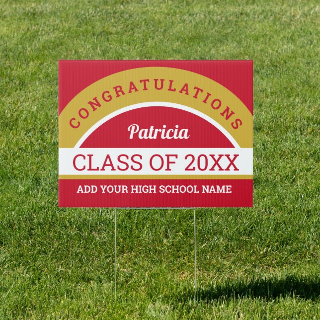 Red Gold Congratulations Graduation Class of 2025 Sign (Insitu)
