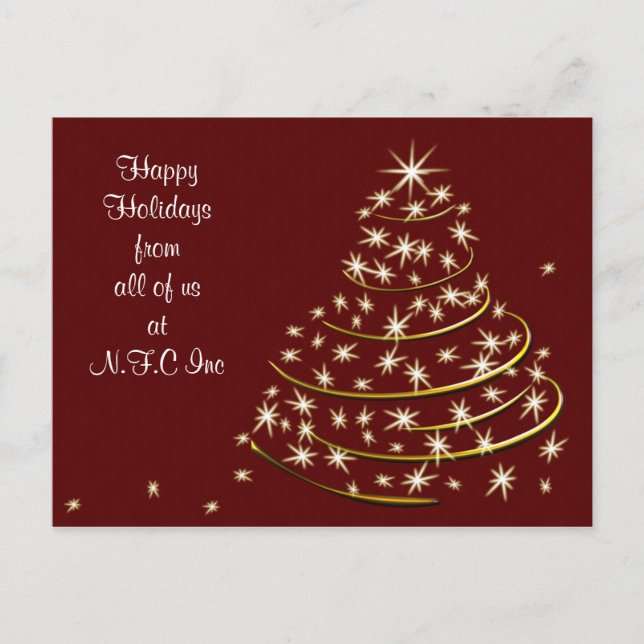 Red Gold Corporate Christmas Greeting PostCards (Front)