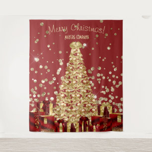 Red Gold Corporate Christmas Party Backdrop