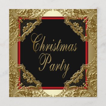Red Gold Corporate Christmas Party Invitations by CorporateCentral at Zazzle