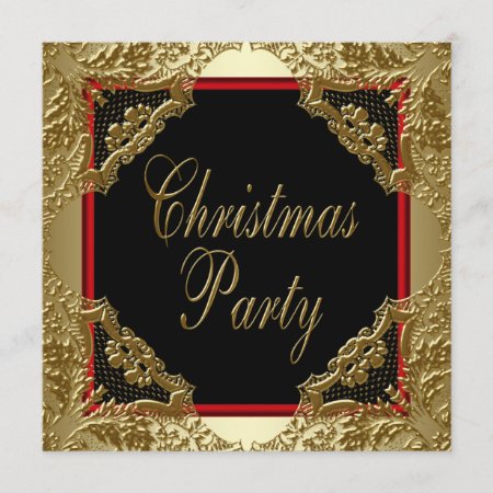 Red Gold Corporate Christmas Party Invitations