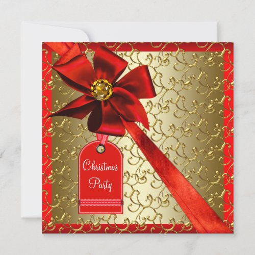 Red Gold Corporate Christmas Party Invitations