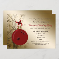 red gold Corporate holiday Bowling party Invite