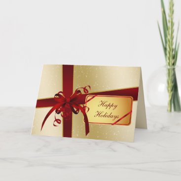 red gold Corporate holiday Cards