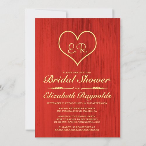Red &amp; Gold Country Bridal Shower Invitations