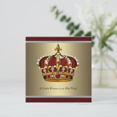 Red Gold Crown Prince Boy Baby Shower Invitation (Standing Front)