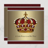 Red Gold Crown Prince Boy Baby Shower Invitation (Front/Back)