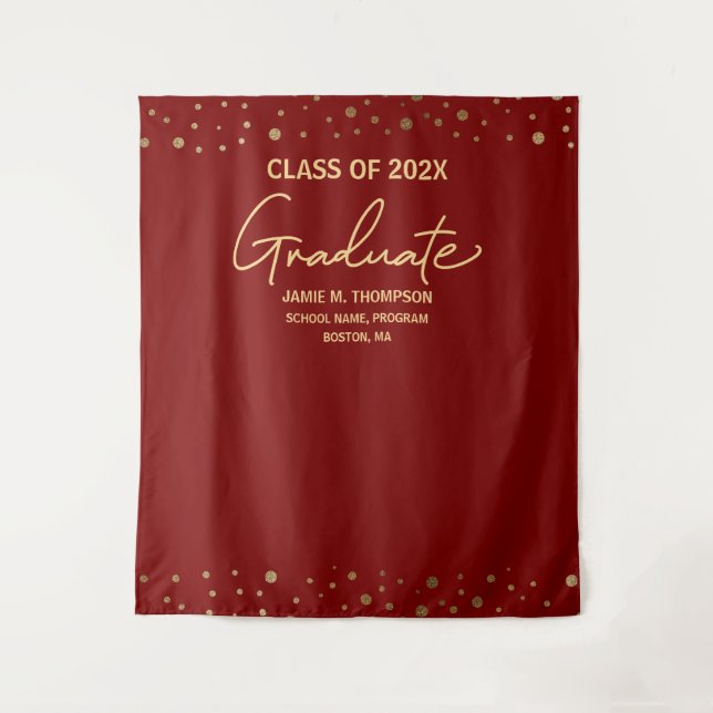 Red Gold CUSTOM Class Year backdrop Graduation (Front)