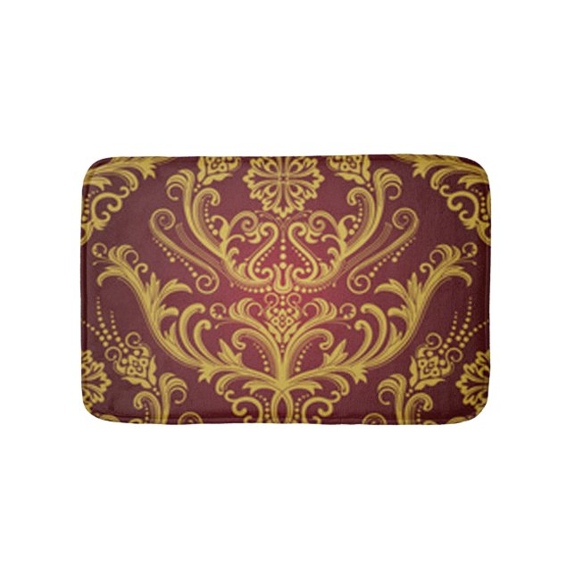 Red & Gold Damask 1 Bathroom Mat (Front)