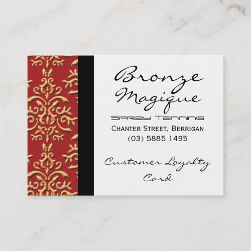 Red Gold Damask Business Customer Loyalty Cards Business Card