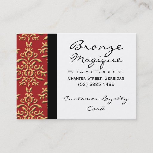 Customizable Red Gold Damask Business Customer Loyalty Cards Business Card