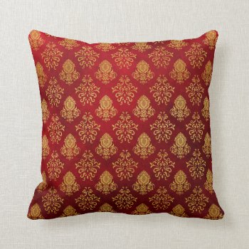 Red & Gold Damask Cushion by BamalamArt at Zazzle