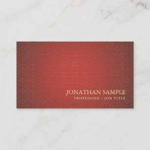 Red Gold Damask Glamorous Plain Luxury Trendy Business Card