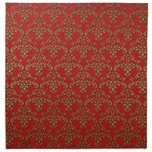 Red & Gold Damask Pattern Napkin