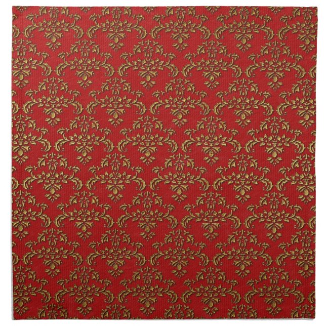 Red & Gold Damask Pattern Napkin (Front)