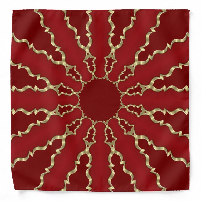 Red Gold Decorative Christmas Holiday Bandana (Front)