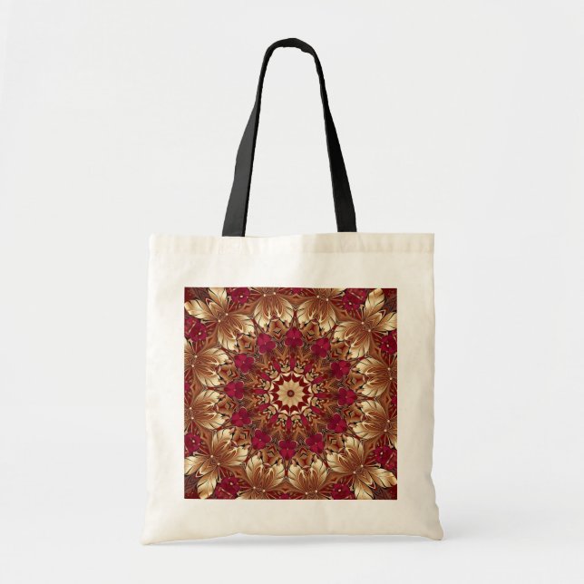 Red Gold Decorative Holiday Tote Bag (Front)