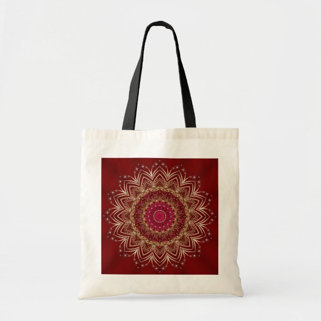 Red Gold Decorative Holiday Tote Bag (Front)