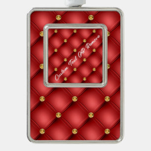 Red Gold Diamond Custom Text Christmas Ornament